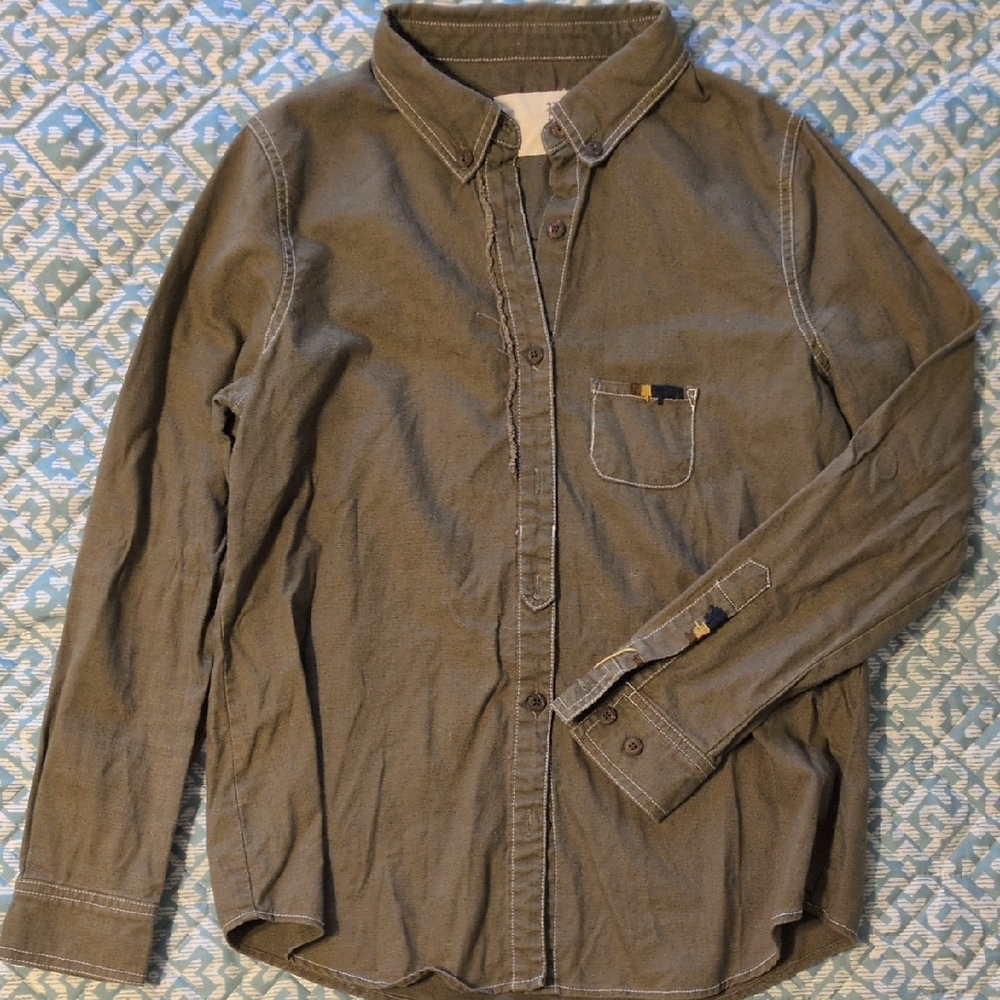 Women's Green Linen Shirt With Embroidered Details